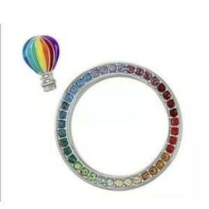 Origami Owl Rainbow Frame w/ Hot Air Balloon Charm